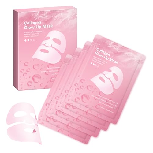 baioribe Qu𝖆𝖘𝖎Bio-Collagen Face Mask Overnight, Hydrating Korean Sheet Mask, Collagen Glow Up Firm Skin Deep Hydrating Masks for Pore Minimization - Glow like Glass Skin (1 Box (4 Pcs))
