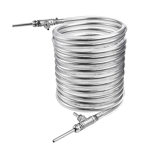GPDNBIEU, Kit de Enfriador, Enfriador de Mosto de contraflujo, Tubo de Bobina de Enfriador de Cerveza casera, intercambiador de Tubo de enfriamiento de Acero Inoxidable de 3/8'' X 10M(Without Hose)