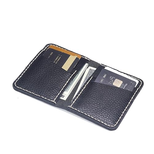 New style HandMade Hand-sewn leather card bag wallet large capacity multi-slot folding short style wallet (BLACK)4