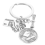 PRETYZOOM Trieraudre Keychain 2022 Réserver Grad Hat de Clés Charms Classe de 2022 Cadeau de Remise Des Diplômes pour Lui Son 2022 High School College Étudiants Silver