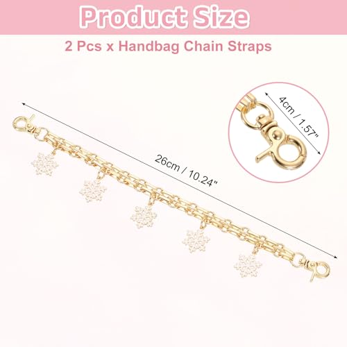 Extension de chaîne de sac à main blanche 25cm avec pendentif flocon de neige x2