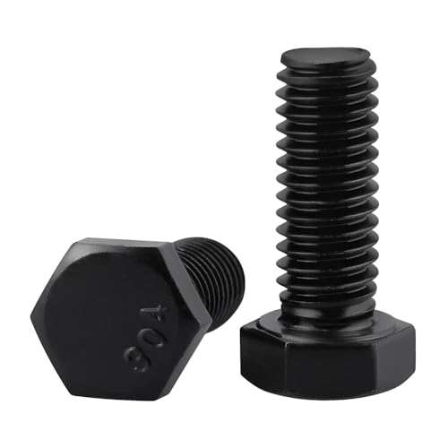 Image of 1 /2-13 x 1 Hex Head Bolts Black, 304 Stainless Steel 18-8 Hexagon Head Screws Bolts, Black Oxide Finish, Allen Hex Drive, 8 PCS