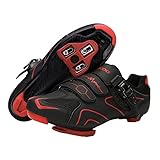 Fahrradschuhe Herren Damen Rennradschuhe Kompatibel mit Peloton Bike Shimano SPD, SPD-SL & Look ARC Delta System für Spinning Bike mit look delta cleats Vorab installiert (Schwarz Rot, Numeric_40)