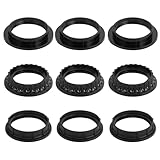 9pcs Light Socket Shade Rings, Black E26/E27 Threaded Reducer Collar Ring Inner Diameter 34mm(1-3/8") & 39mm(1-1/2") for Light Socket & Hanging Lamp Holder Parts (3 Styles, 2 Sizes)