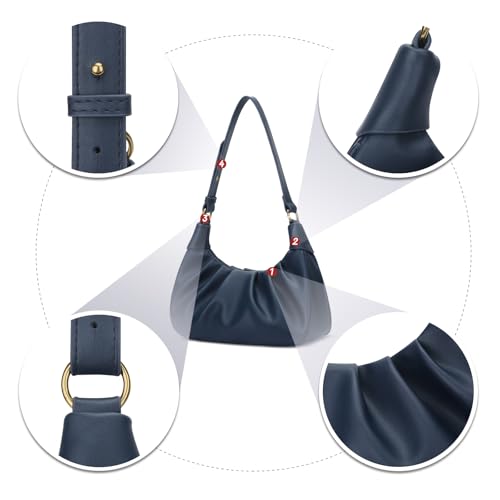 Image of KKXIU Shoulder Bag Crescent Handbag Ruched Purse Underarm Bag Mini Hobo for Women