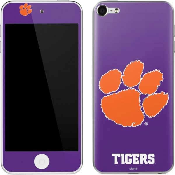 Skinit Decal MP3 Player Skin Compatible with iPod Touch (6th Gen 2015) - Officially Licensed College Clemson Tiger Print Purple Design