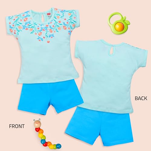 Image of LuvLap Baby Girls 100% Cotton Sleeveless Girls Top & Shorts Sets Pack of 3