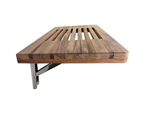 24" Wall Mounted Teak Wood Folding Shower Seat Bench with