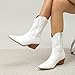 Amoji Women Western Cowboy Boots Cowgirl Mid Calf Boots Pointed Square Toe Pull On FZD307 White Size 8