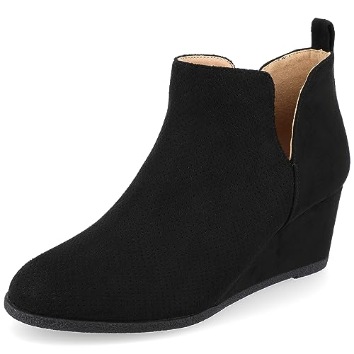 Journee Collection Womens Mylee Pull On Wedge Booties - 8.5 - Black