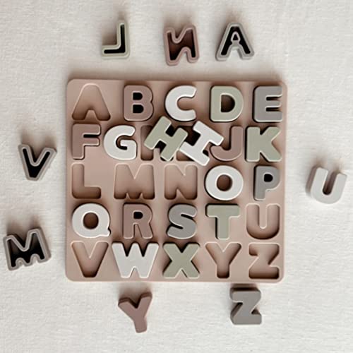 Image of Ali+Oli Baby Soft Silicone Alphabet Puzzle Toys for Toddlers (27 Piece Set) - Montessori Learning Puzzle - Silicone Letter Shape Sorter Toy