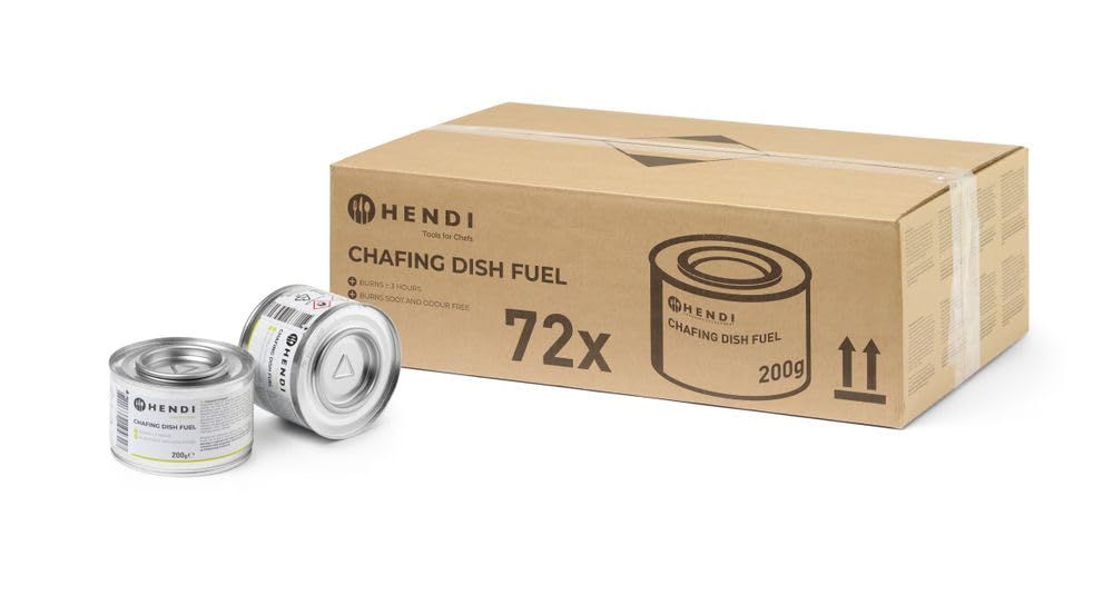 HENDI Brennpaste, 72 Stück, ruß- und geruchlos, Brenndauer ± 3 Stunden, Brenngel, Fire Paste, für Wärmebehälter, zum Warmhalten von Speisen, für Chafing Dish, 200gr