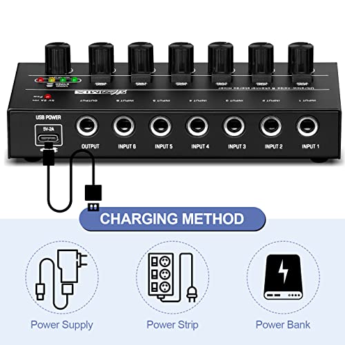 Bomaite Bx600 Professional Mini Audio Mixer Line Mixer, Dc 5V, 6-Stereo Ultra, Low-Noise 6-Channel For Sub-Mixing, Ideal For Small Clubs Or Bars, As Guitars, Bass, Keyboards Mixer #TOP5
