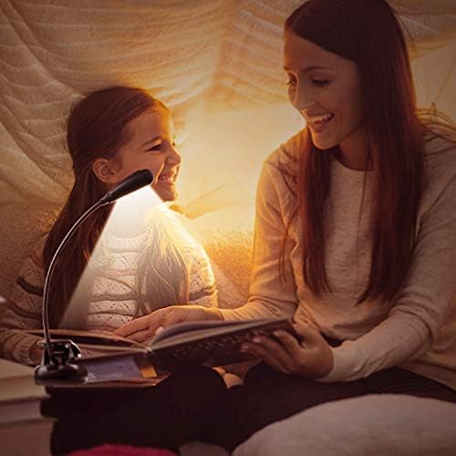 9 Modes Book Light, 7 LED Clip Reading Light for Beds, LENCENT USB Rechargeable Eye-Care LED Clip on Lamp for Kids, Flexible Clip on Book Light (Warm & White LEDs) for Reading Books, Magazine