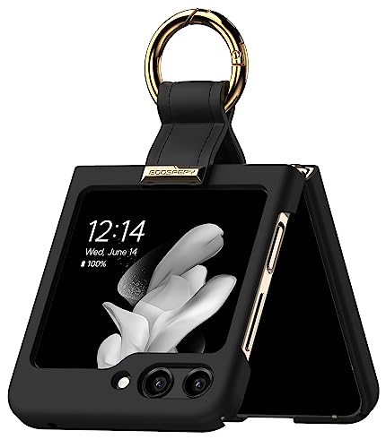 GOOSPERY Goosepry Ring Holder Case Compatible with Galaxy Z Flip 5 Case, Slim Thin Solid Pastel Sturdy Hard PC for Extra Protection Case for Z Filp5 5G 2023, Black