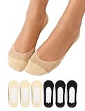 Harlamvar Frauen 6 Paar Füßlinge Unsichtbare Socken SockHalbsockenen Atmungsaktive Bequem Baumwolle No Show Silikon Sommer Loafer Größe EUR 39 42 Schwarz Nude