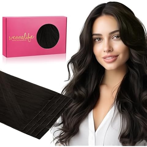WENNALIFE Invisi Edge Tape in Hair Extensions Human Hair, 16 Inch 50g 20pcs Dark Brown Invisible Luxury Remy Hair Extensions Natural Seamless Injected Tape Ins Straight Extensiones De Cabello Humano Cover