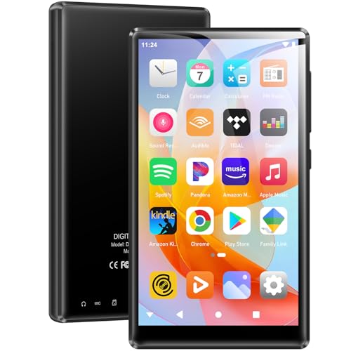 Reproductor MP3 SWOFY con Bluetooth, WLAN, 96GB, HI-FI, Pantalla táctil 5 Pulgadas, Android 13.0 Compatible con Spotify, Amazon Music, Radio FM, e-Book, navegador, para niños (Negro)