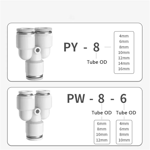 Accesorios de conector PY64 herméticos para mangueras neumáticas en Y 5