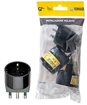 Foto di Vimar FP00303 Adattatore semplice SICURY 250 V~ 3 pezzi, spina grande 2P+T 16A standard IT tipo S17, presa 2P+T 16A standard IT tipo P30