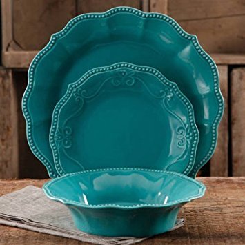 The Pioneer Woman Paige 12-Piece Dinnerware Set (Turquoise)