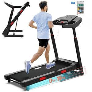 CIIHI Treadmill with Auto Incline - 15% Auto Incline Treadmill with 400 lbs Capacity - Adjustable Height Handrail Foldable Running Machine for Home with APP, Voice Control and Speaker - 8.7 MPH
