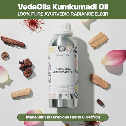 Image of VedaOils Kumkumadi Tailam Face Oil 100ml | Ayurvedic Kumkumadi Oil for Face | Glowing Skin, Dark Spot Corrector Face Serum