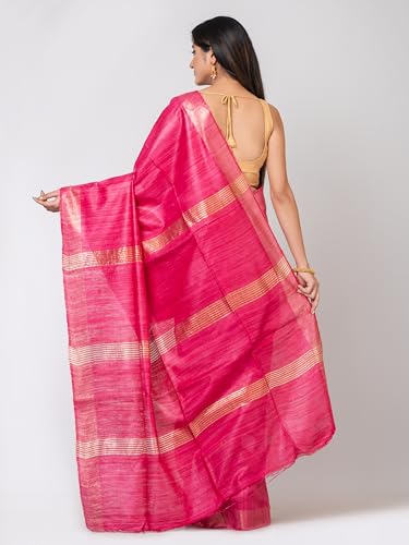RACHBAI pink tussar silk saree in pure silk – image 3