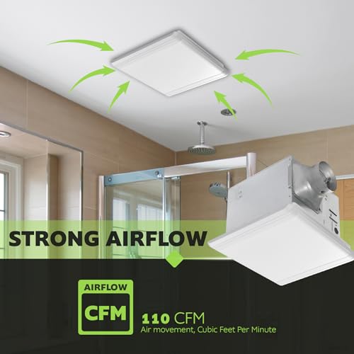 Image of Homewerks 7107-03HW Bathroom Fan Ceiling Mount Exhaust Ventilation 1.0 Sones, 110 CFM, Energy Star, White