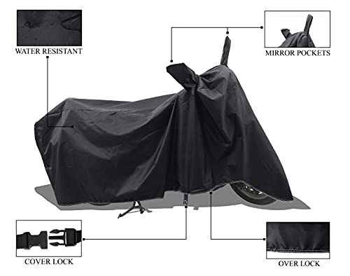 Image of Two Wheeler - Scooty - Bike Cover for Yamaha RX-135 Cover with Water-Resistant and Dust Proof Premium 190T Fabric Entire Black Large