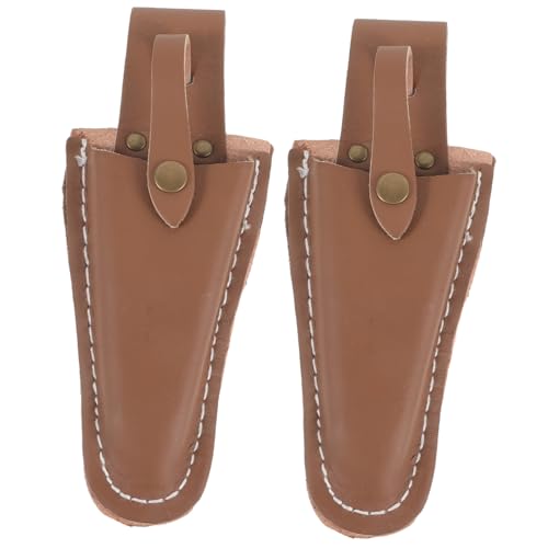 STOBAZA 2個 剪定鋏ケース 牛革製 耐摩耗性ポータブル剪定はさみホルダー 保護カバー付き ガーデニング工具収納用