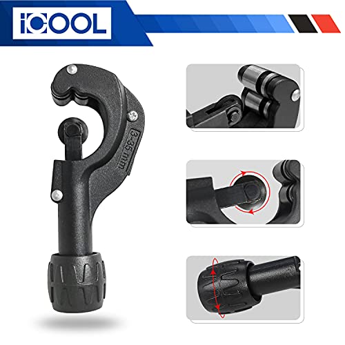 Icool Tubing Cutter 1/8 To 1-3/8 Inch (3-35Mm) (Matte Surface) With Extra Blade And Reamer For Copper, Brass, Aluminum, Mild Steel Pipes, Pvc, Thin Stainless Steel Tube #TOP1
