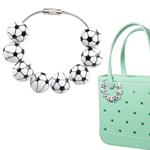 Sports Charms for Bogg Bag, Wooden Beads Accessories Charm for Simply Southern Beach Bag, Beach Tote Bag Charms for Men Women,Soccer