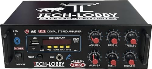 Tech-lobby® Sterio Sound Amplifier with USB,AUX,MIC,BLUTHOOTH,AV,2RC-Build in BLUTHOOTH with 4440 Double IC Circuit Power AV Amplifier (SETCO Series) Perfect for Home and Outdoor Function.