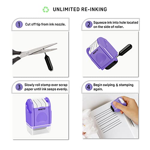 Image of Miseyo Self-Inking Dashed Handwriting Lines Practice Roller Stamp for Kids