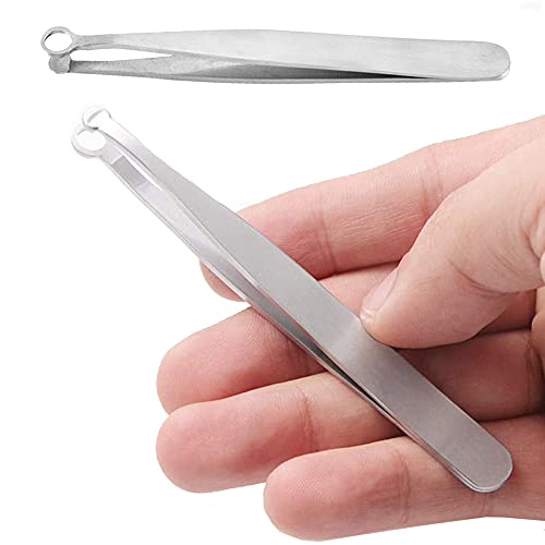Loekrdos Nose Hair Tweezers Universal Nose Hair Trimming Tweezers Stainless Steel Round Tip Tweezer for Trimming and Grooming for Facial Nasal Eyebrow Hair Ingrown Hair - Image 3