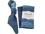 Linen Napkins –100% French Flax – Stonewashed Pure Linen Cloth Napkins - Size 18 Inch x 18 Inch – Set of 4 (Soft Teal Blue)