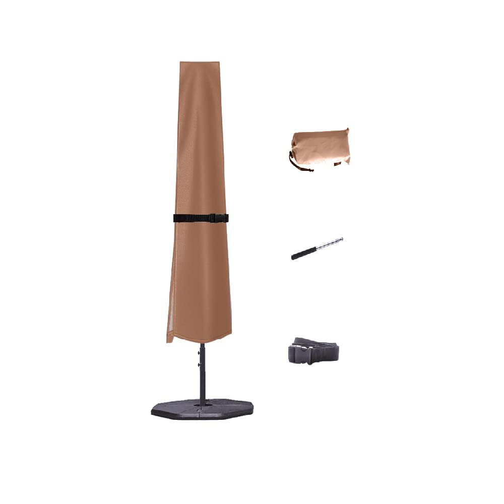Cubierta Lona Poliéster 420D Funda Impermeable Para Sombrilla De Patio - Con Poste Telescópico, Cremallera, Para Sombrillas De 7 A 10 Pies Protector Sombrilla Exterior