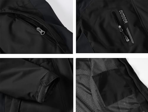 YSENTO Damen 3-in-1 Skijacke Winter Fleecejacke wasserdichte Winddichte Warme Funktions Outdoor Softshell Jacke mit Abnehmbarer Kapuze(Schwarz,L)