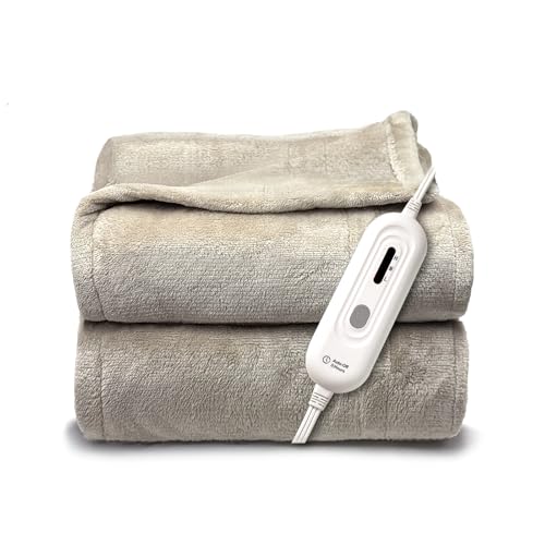 Image of Tefici Electric Heated Blanket Twin,Super Cozy Soft 2-Layer Flannel 62 inch x 84 inch Heated Twin Size with 3 Heating Levels 8 Hours Auto Off, Machine Washable, ETL and FCC Certified, Home Office Use,Camel
