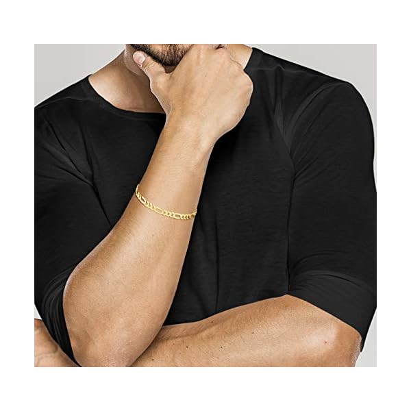 Miabella-Solid-18K-Gold-Over-Sterling-Silver-Italian-5mm-Diamond-Cut-Figaro-Chain-Bracelet-for-Women-Men-65-7-75-8-9-925-Italy Miabella Solid 18K Gold Over Sterling Silver Italian 5mm Diamond-Cut Figaro Chain Bracelet for Women Men, 925 Made in Italy (Length 7 Inches (Small))