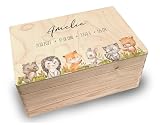 Erinnerungsbox personalisiert für Baby & Kind - Tiermotive - 30x20x14cm - FSC® Holzkiste Geschenk zur Geburt Waldtiere