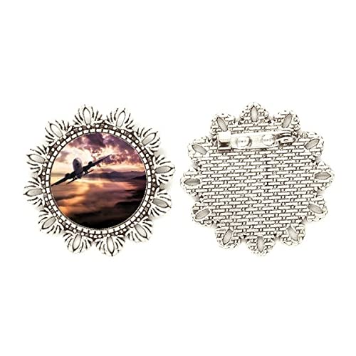Broche de plata y nubes rojo oscuro diseño artístico exclusivo medium