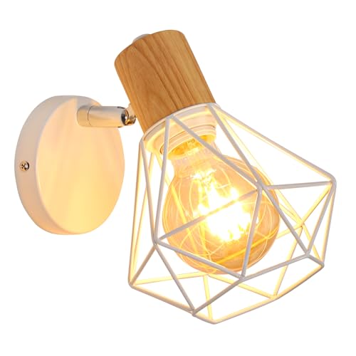 Comely Lampada da Parete Interna Industriale Metallo Gabbia Design, E27 Applique Camera da Letto, Regolabile 360° Plafoniera da Parete Interno per Corridoio Soggiorno Cucina
