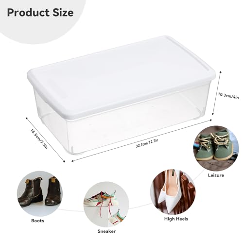 novelinks 8 Pack 6 Quart Clear Plastic Shoe Storage Bins with Lids (White) by novelinks - Used condition - Image 2