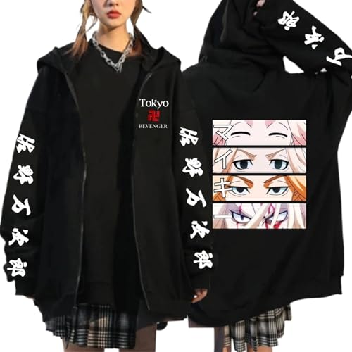 Zolito Tokyo Reven-gers Sudadera Hombre con Capucha Hoodie, Sudaderas Anime de Manga Larga con 3D Impresión, Jersey Suelto Deportivo Estilo para Al Aire Libre, Casual Street Style(Black5,L)