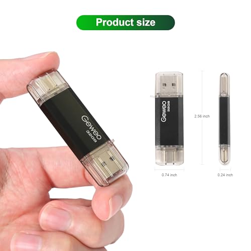 Pamięć USB 32 GB, pendrive USB 2.0 pendrive 32GB 2 w 1 OTG USB C Memory Stick dla smartfonów z systemem Android, Windows, Android, PC, tabletów i innych urządzeń USB lub typu C (czarny)