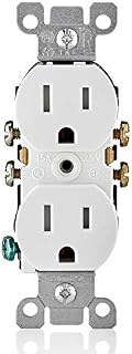 Leviton T5320-W Straight Blade Tamper Resistant Duplex Receptacle, 125 V, 15 A, 2
