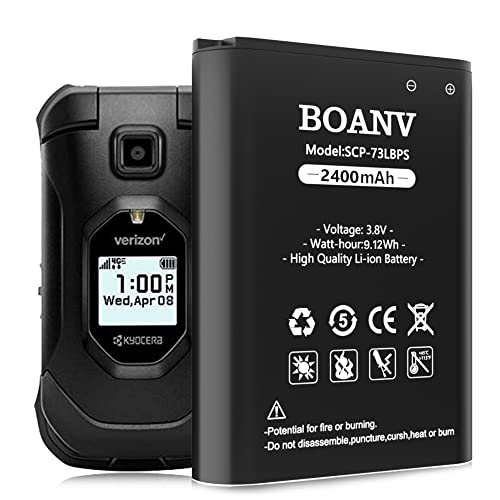 SCP-73LBPS Battery, 2400mAh [Upgraded] BOANV Replacement Battery for Kyocera DuraXV Extreme E4810 Verizon Flip Phone SCP73LBPS