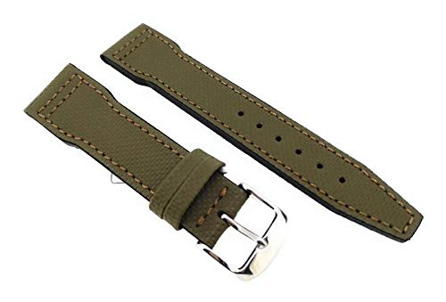 Fluco Correa de reloj para reloj de pulsera Pilot apta para IWC verde (resistente al agua), 22 mm, fabricada en Alemania, M